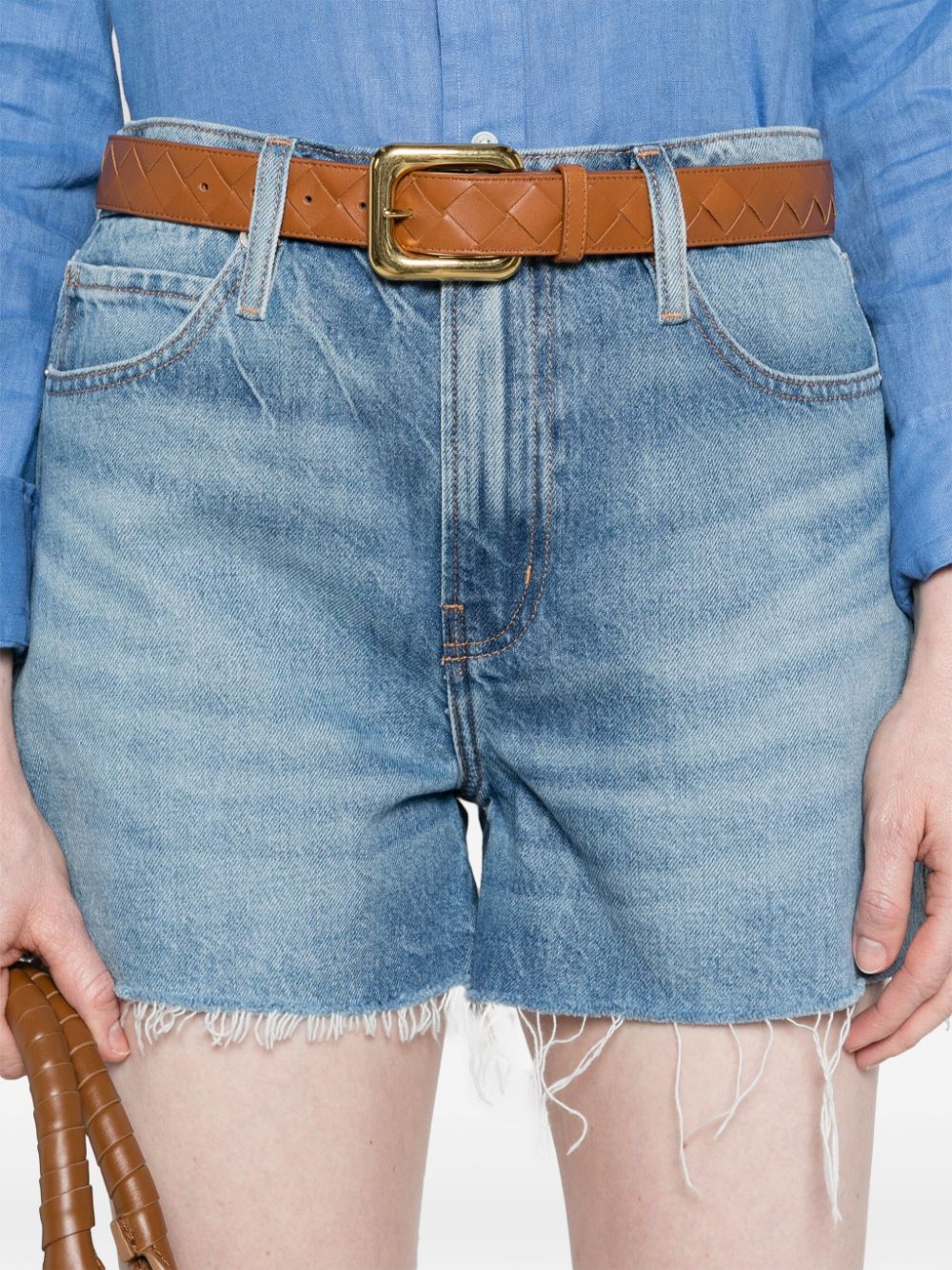 Shop Frame Vintage Raw-cut Denim Shorts In Blue