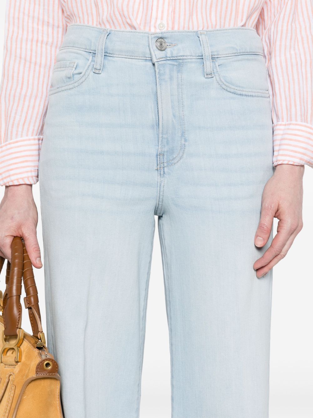 Shop Frame Le Palazzo Mid-rise Wide-leg Jeans In Blue