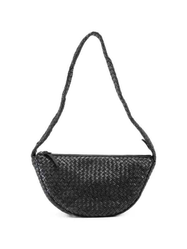 Officine Creative Woven Leather Shoulder Bag in Black