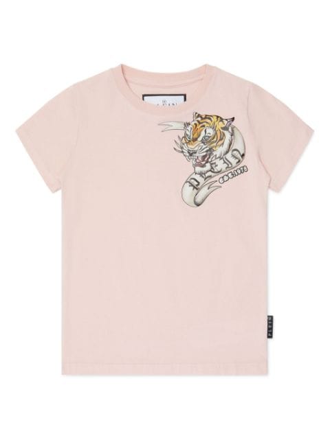 Philipp Plein Junior t-shirt en coton à imprimé tigre