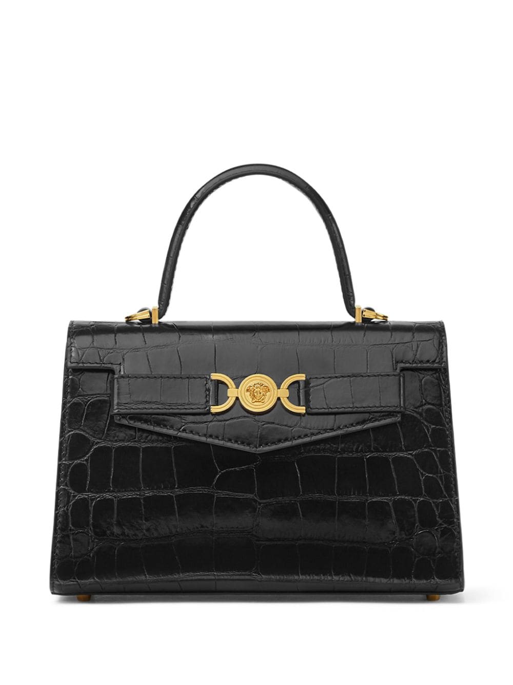 Versace Medusa '95 Crocodile-embossed Tote Bag In Black