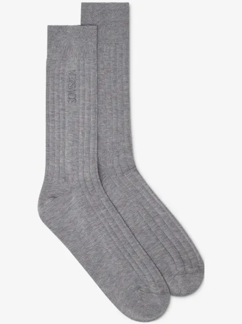 Versace chaussettes côtelées à broderies
