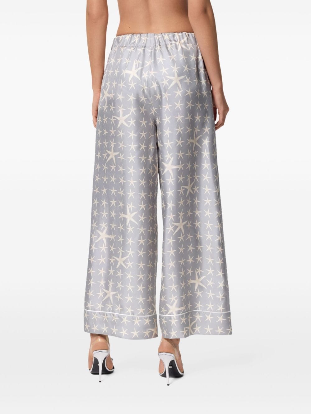 Shop Versace Stella Marina Silk Trousers In Grau
