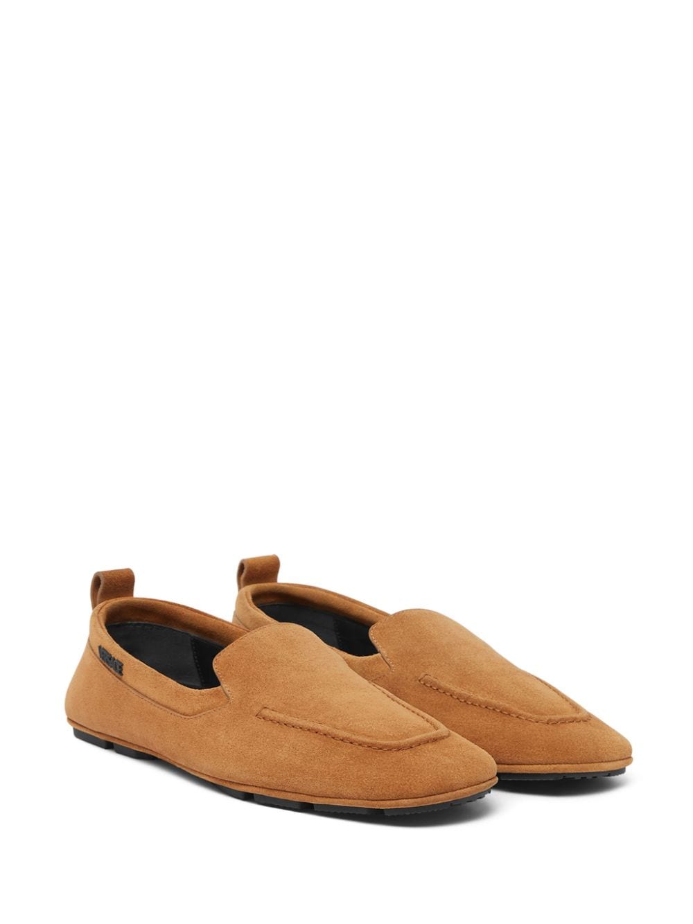 Shop Versace Villa Suede Loafers In 褐色