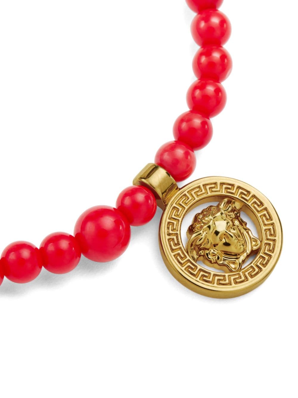 Shop Versace Medusa-charm Beaded Bracelet In 红色