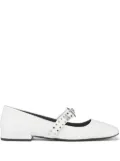 Versace Gianni Ribbon studded ballerina shoes - White