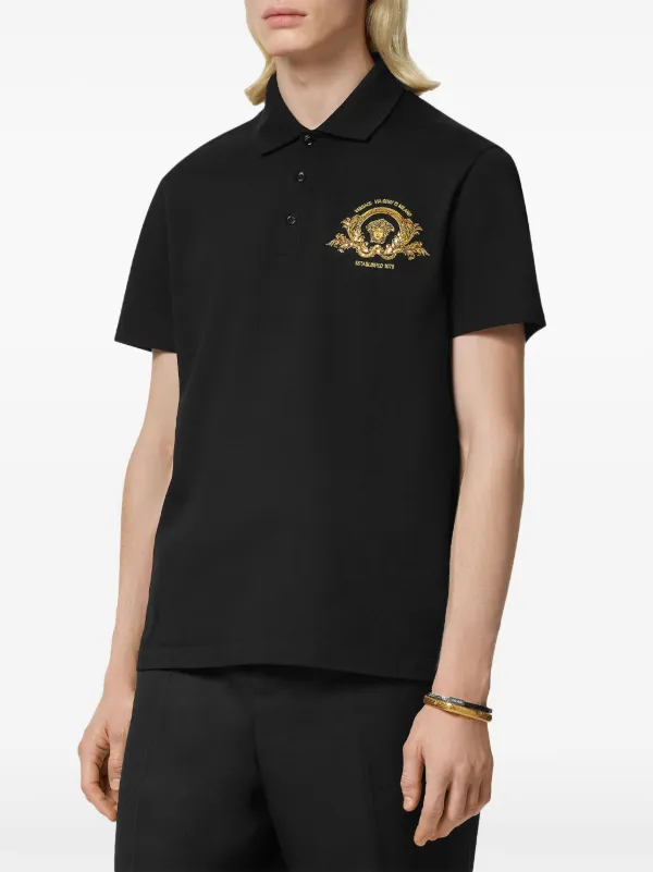 VERSACE⭐︎ポロシャツ Versace Coupe Blason ポロシャツ | ブラック | FARFETCH JP