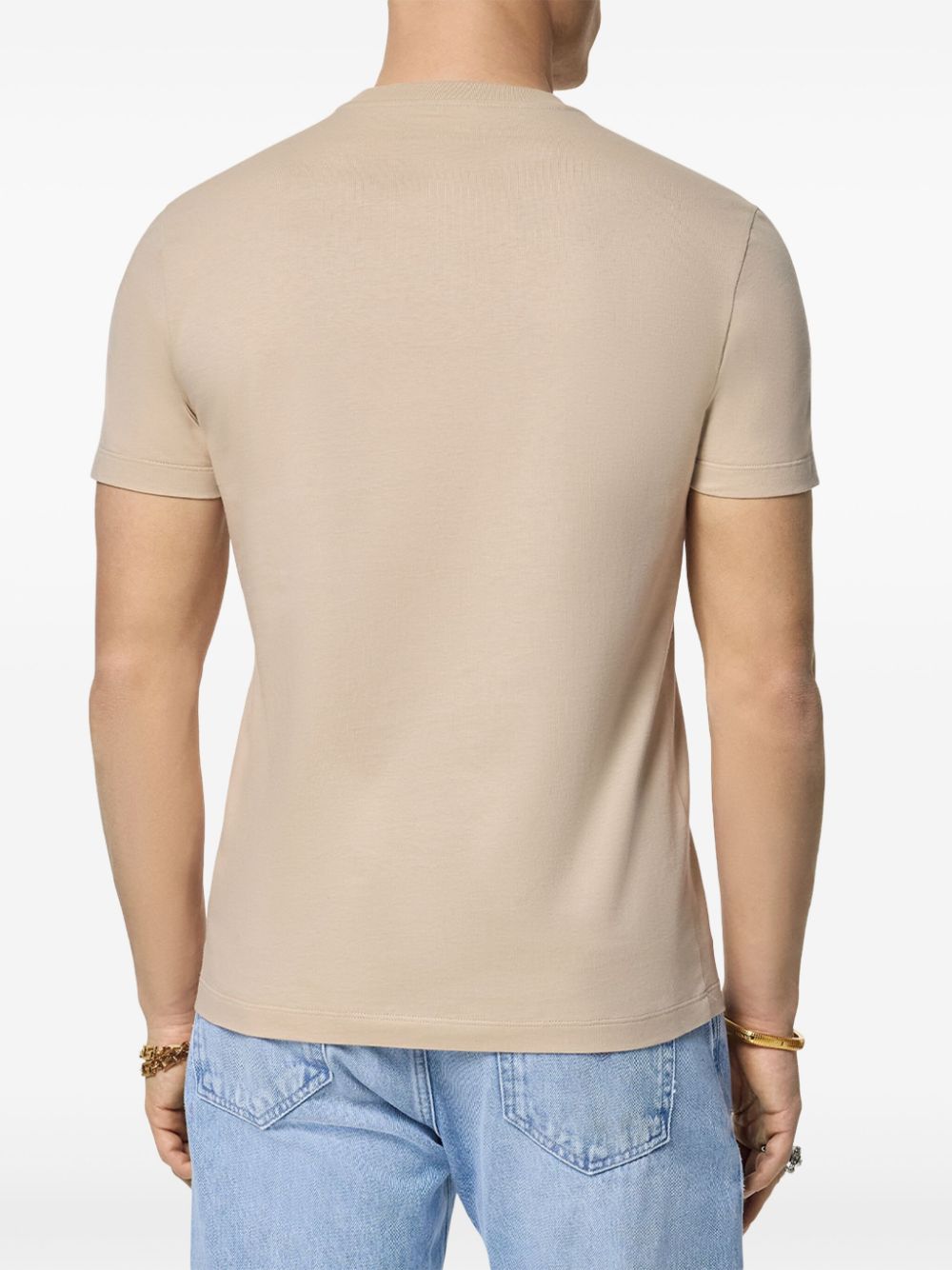 Shop Versace Medusa-appliqué Cotton T-shirt In Neutrals