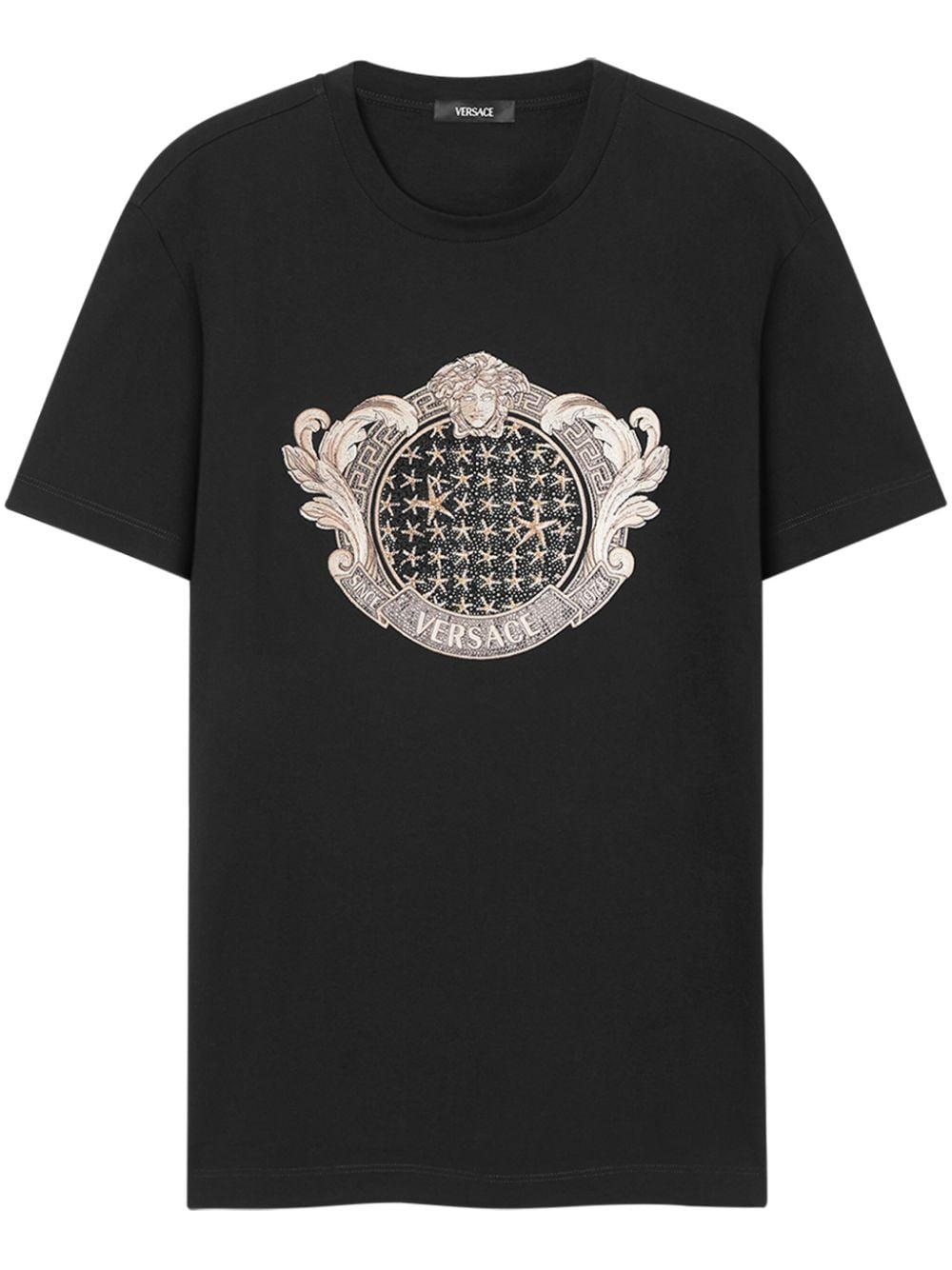 Versace Starfish Blason Cotton T-shirt In Black