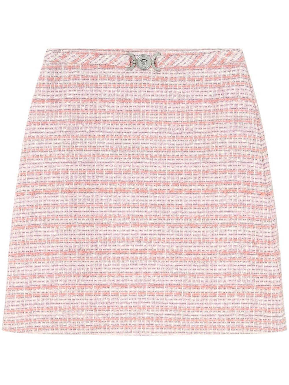 Shop Versace A-line Tweed Skirt In Pink