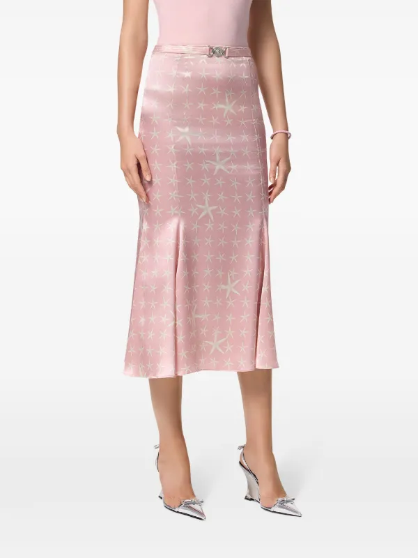 Versace Stella Marina Silk Midi Skirt | Pink | FARFETCH