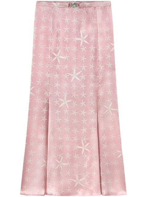 Versace Stella Marina silk midi skirt
