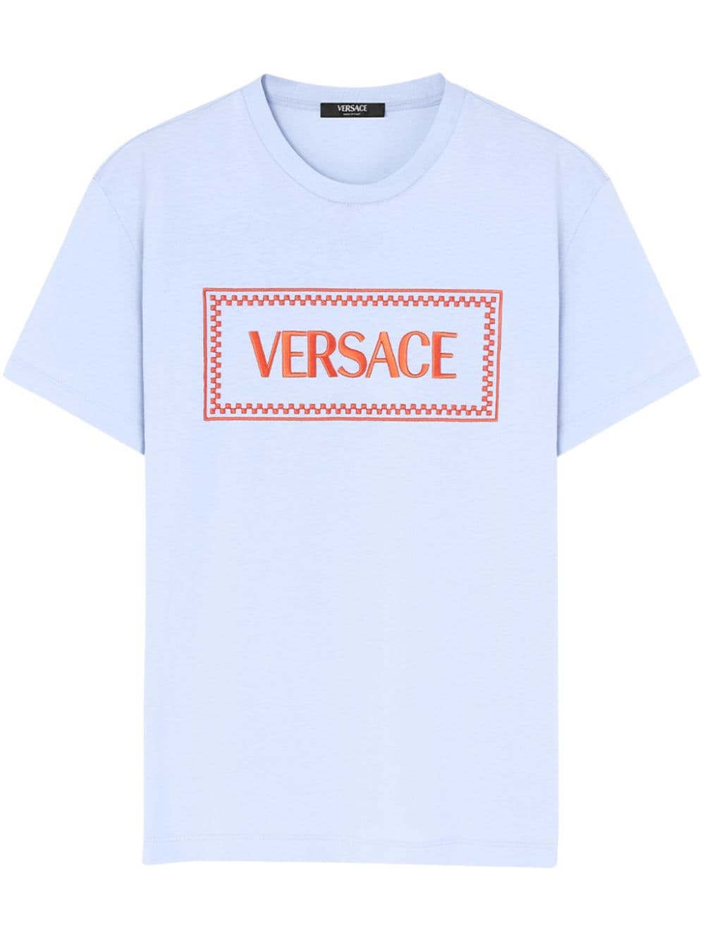 Versace Katoenen T-shirt met logoprint Blauw