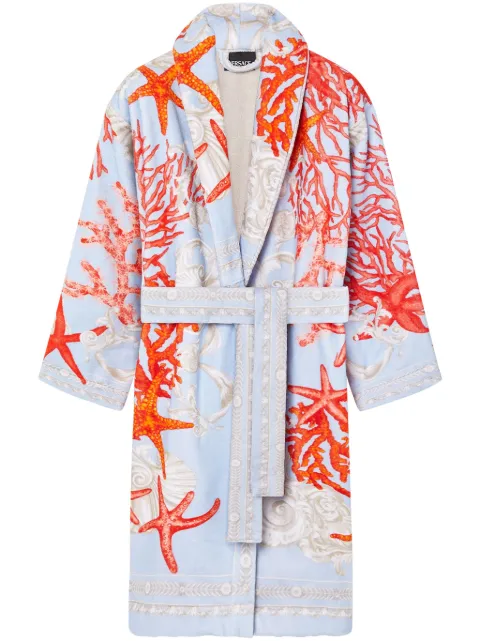 Versace sea-print cotton bathrobe