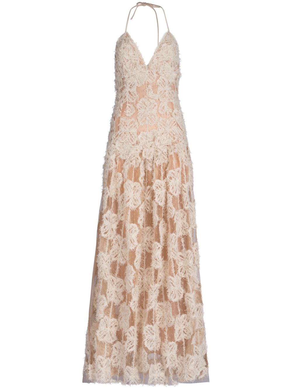 Silvia Tcherassi Danae floral-appliqué gown - Neutrals