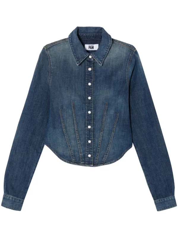 Puff Shoulder Denim Shirt