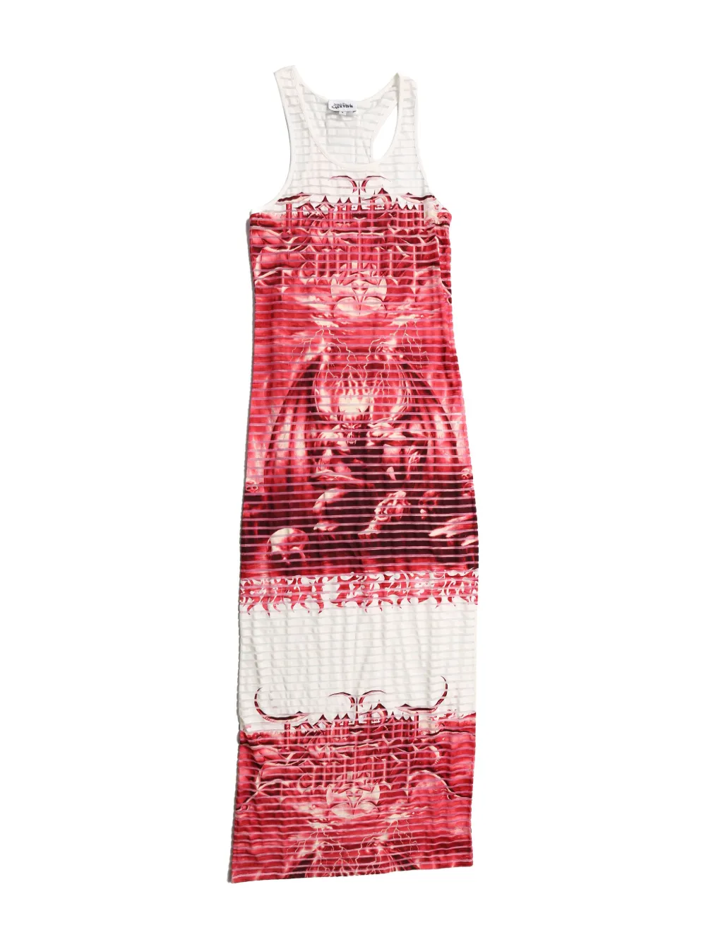 Jean Paul Gaultier bat print logo-embroidered midi dress Rood