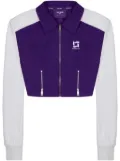 TEAM WANG design panelled zip-up cropped jacket - Purple