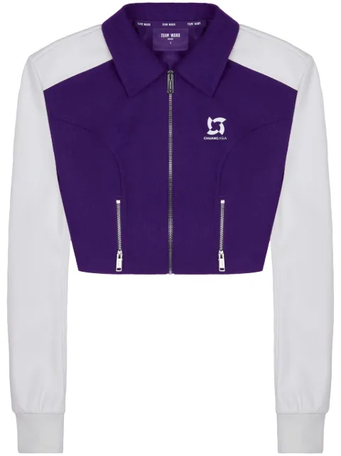 TEAM WANG design panelled zip-up cropped jacket