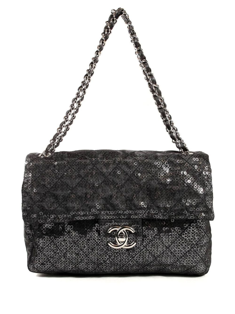 Pre-owned Chanel 2009 Jumbo Classic Flap Shoulder Bag In Black