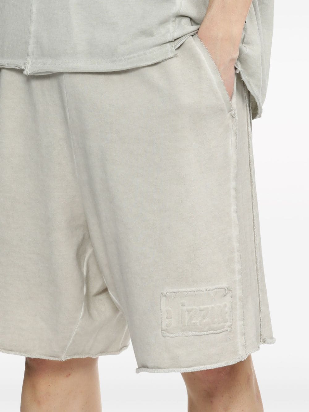 Shop Izzue Cold-dye Cotton Shorts In Neutrals