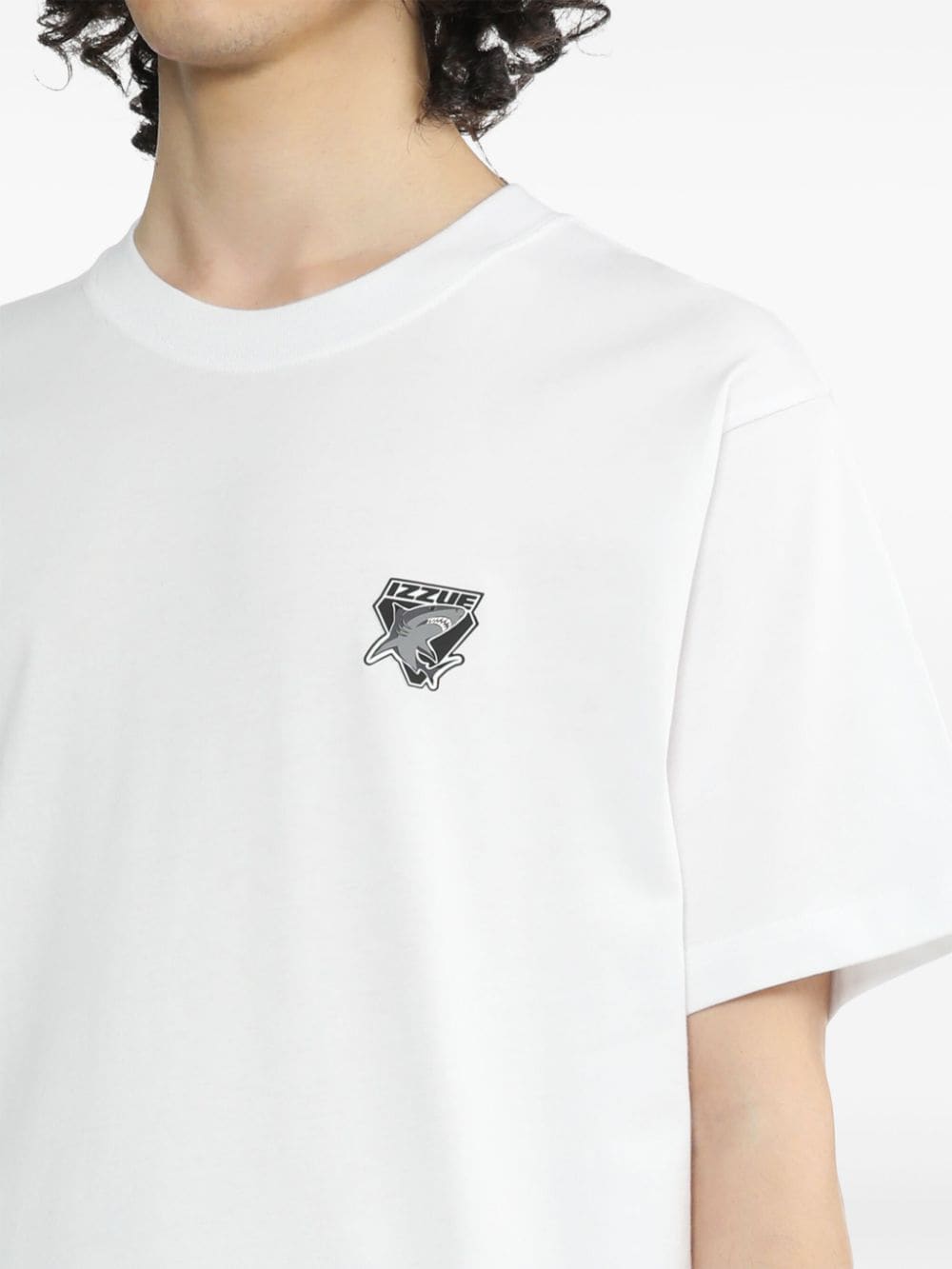 Shop Izzue Shark-print Cotton T-shirt In White