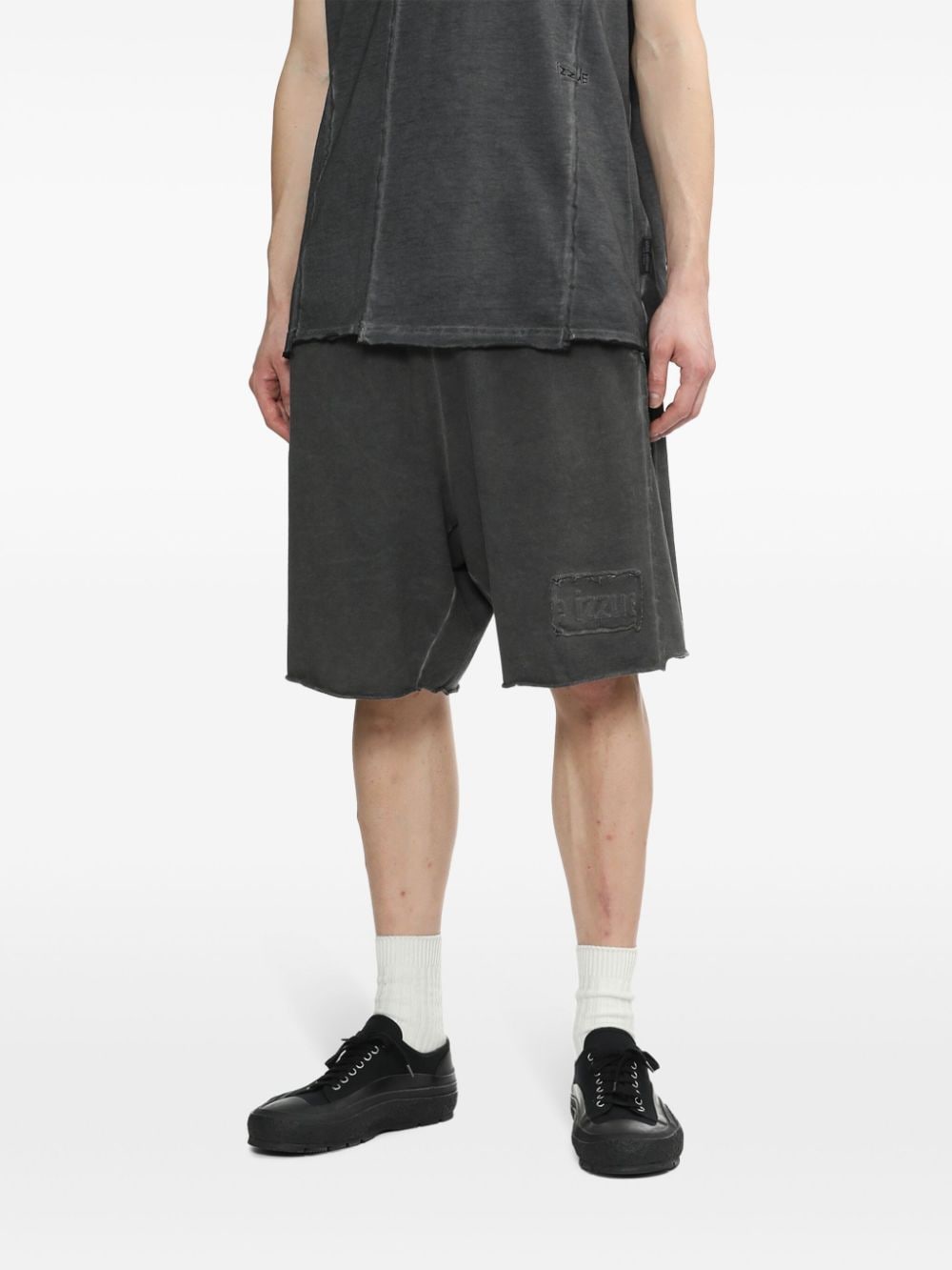 Shop Izzue Cold-dye Cotton Shorts In Grey