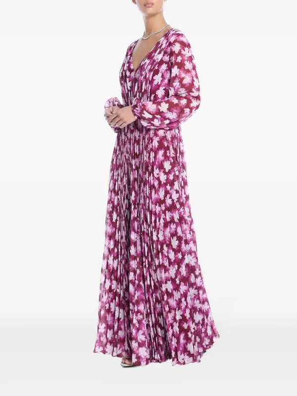 monique lhuillier pleated dress V-Neck Sculptural Column Gown 4 / Juniper