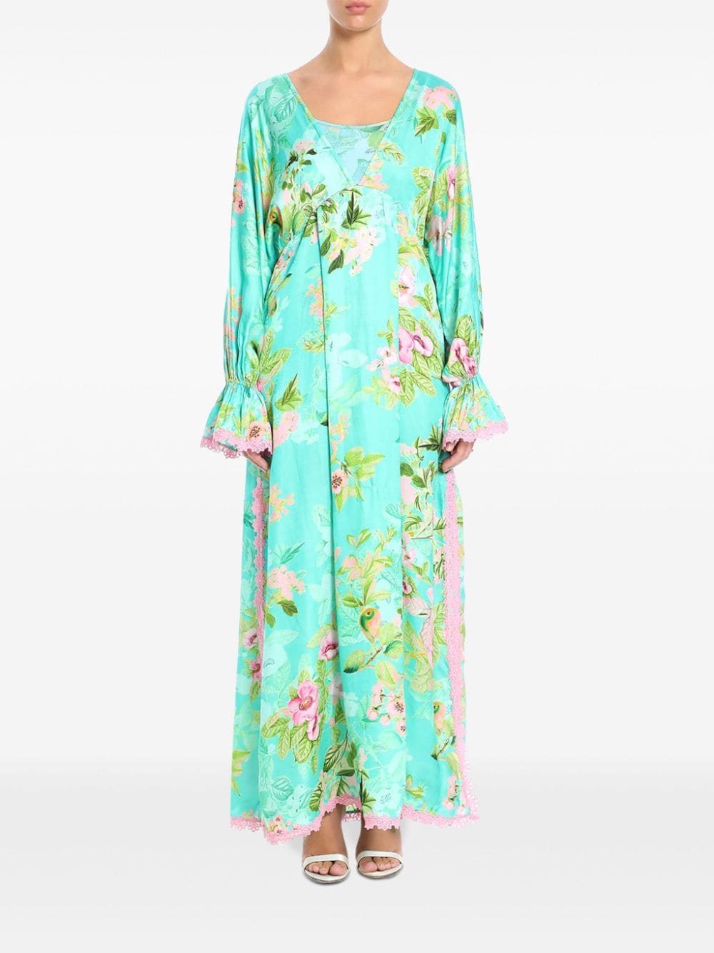 Shop Hemant & Nandita Azra Floral-print Dress In Green