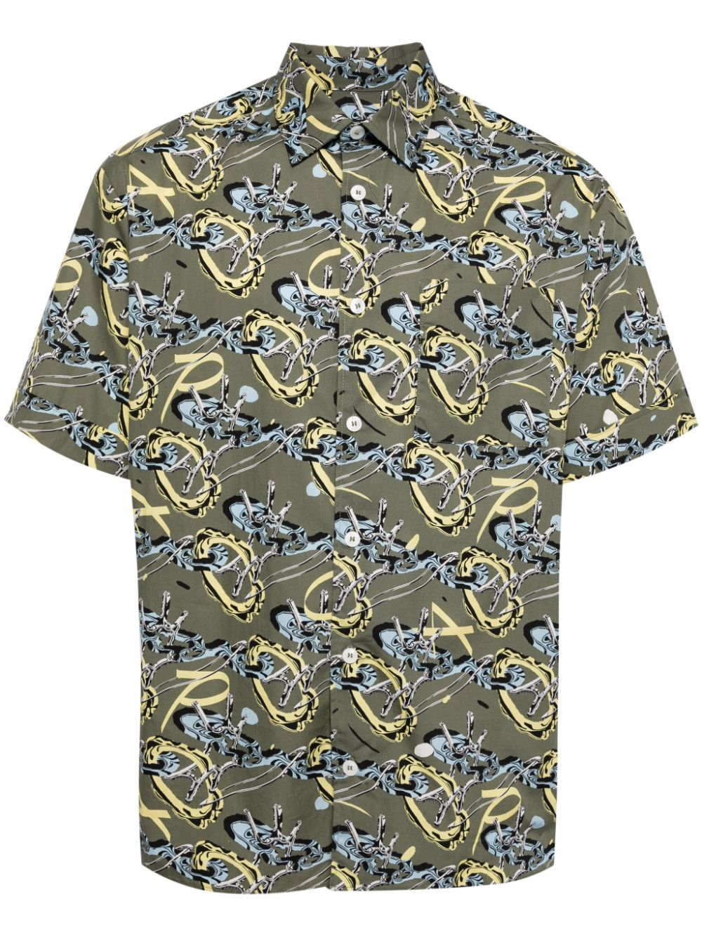 Apc Ross Graphic-print Cotton Shirt In Green