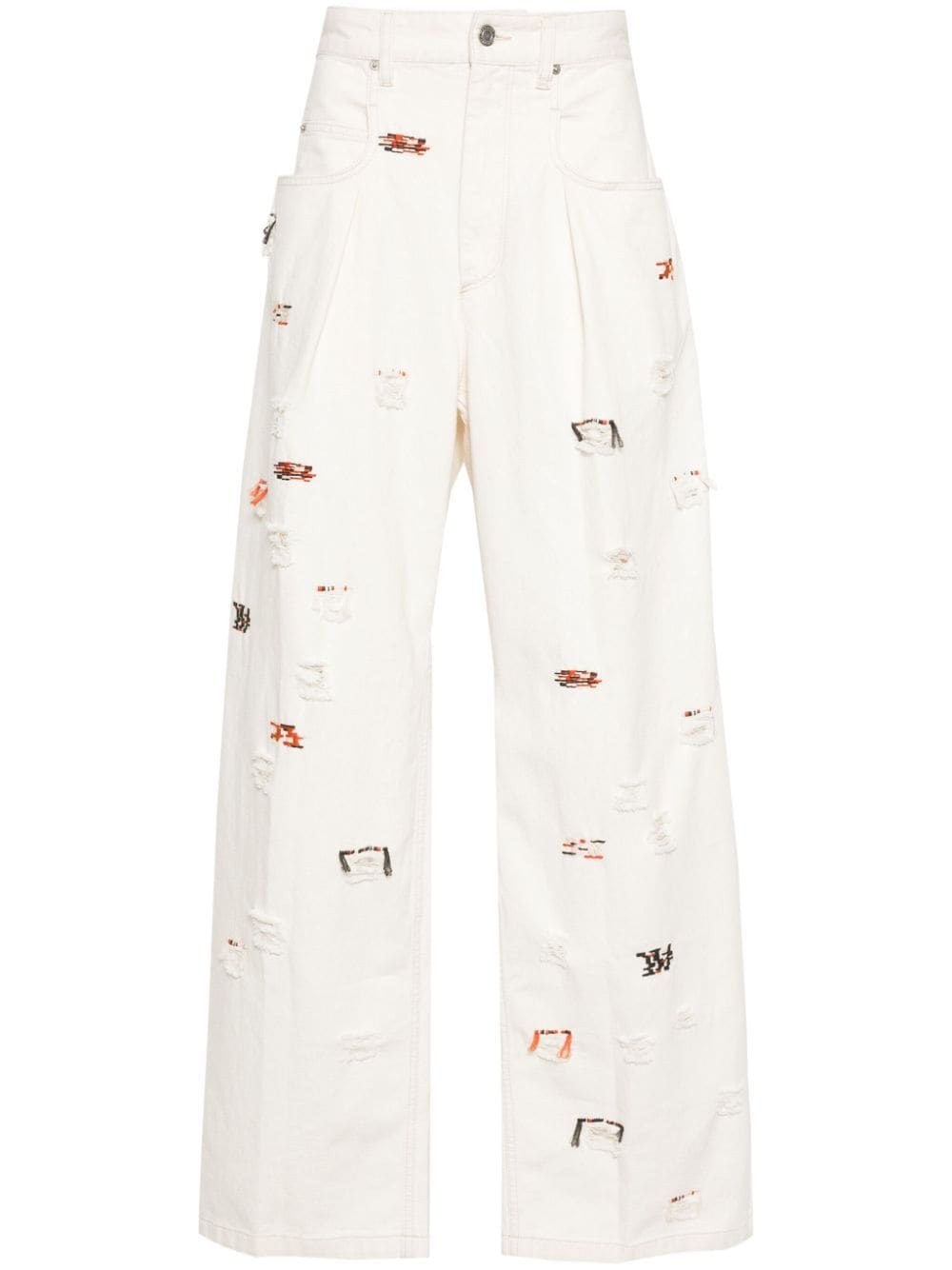 Shop Marant Juro Embroidered-motif Jeans In White