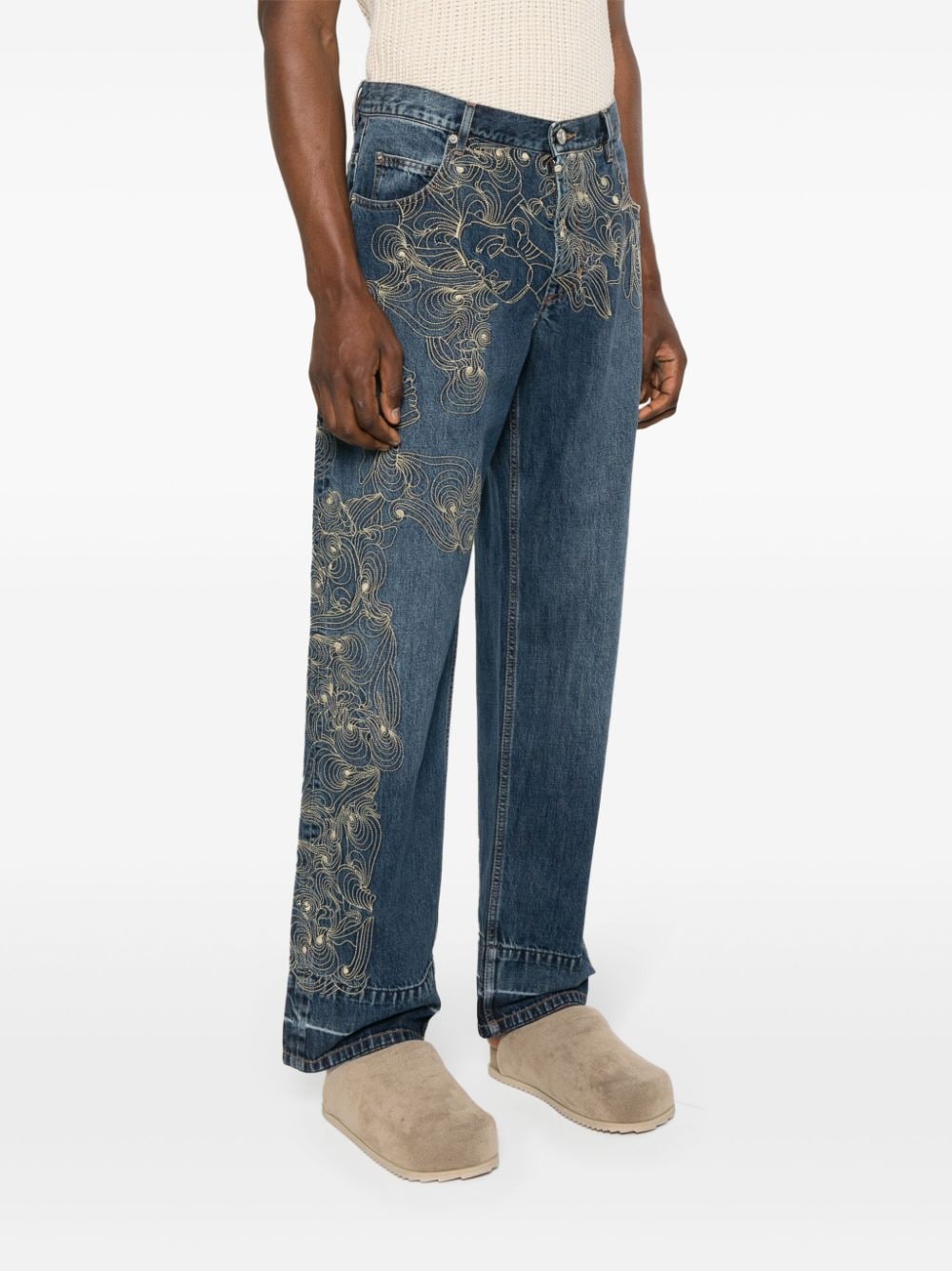 Shop Marant Juro Embroidered-motif Jeans In Blue