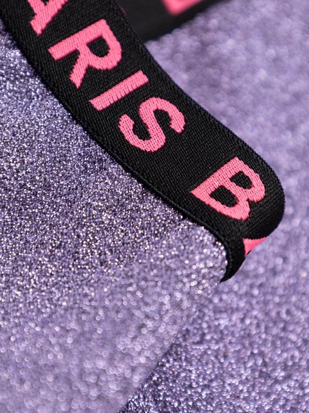 Shop Balmain Logo-waistband Glitter Shorts In Purple