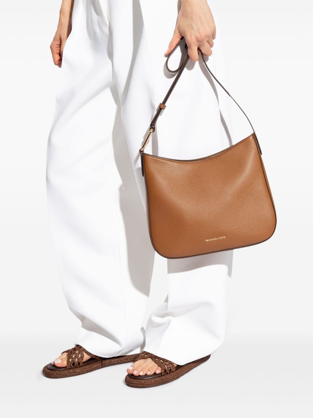 Shop Michael Michael Kors Kensington Leather Shoulder Bag In Brown