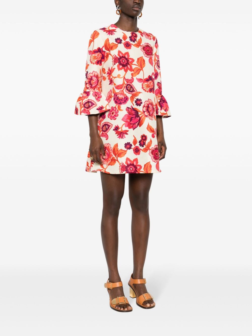 La DoubleJ Mini-jurk met bloemenprint Beige