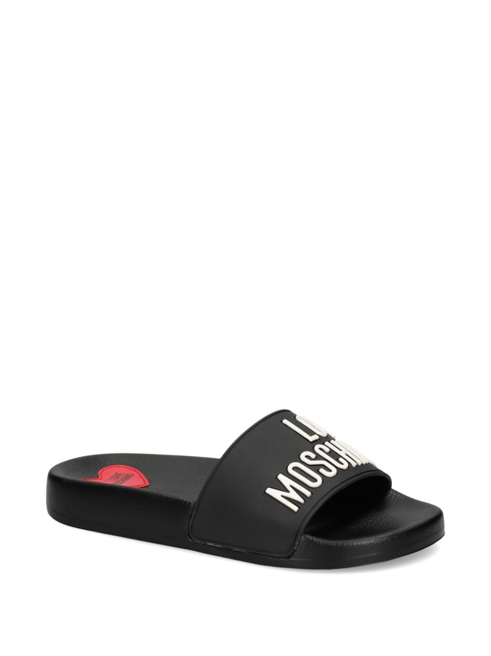 Love Moschino logo-embossed open-toe slides - Zwart