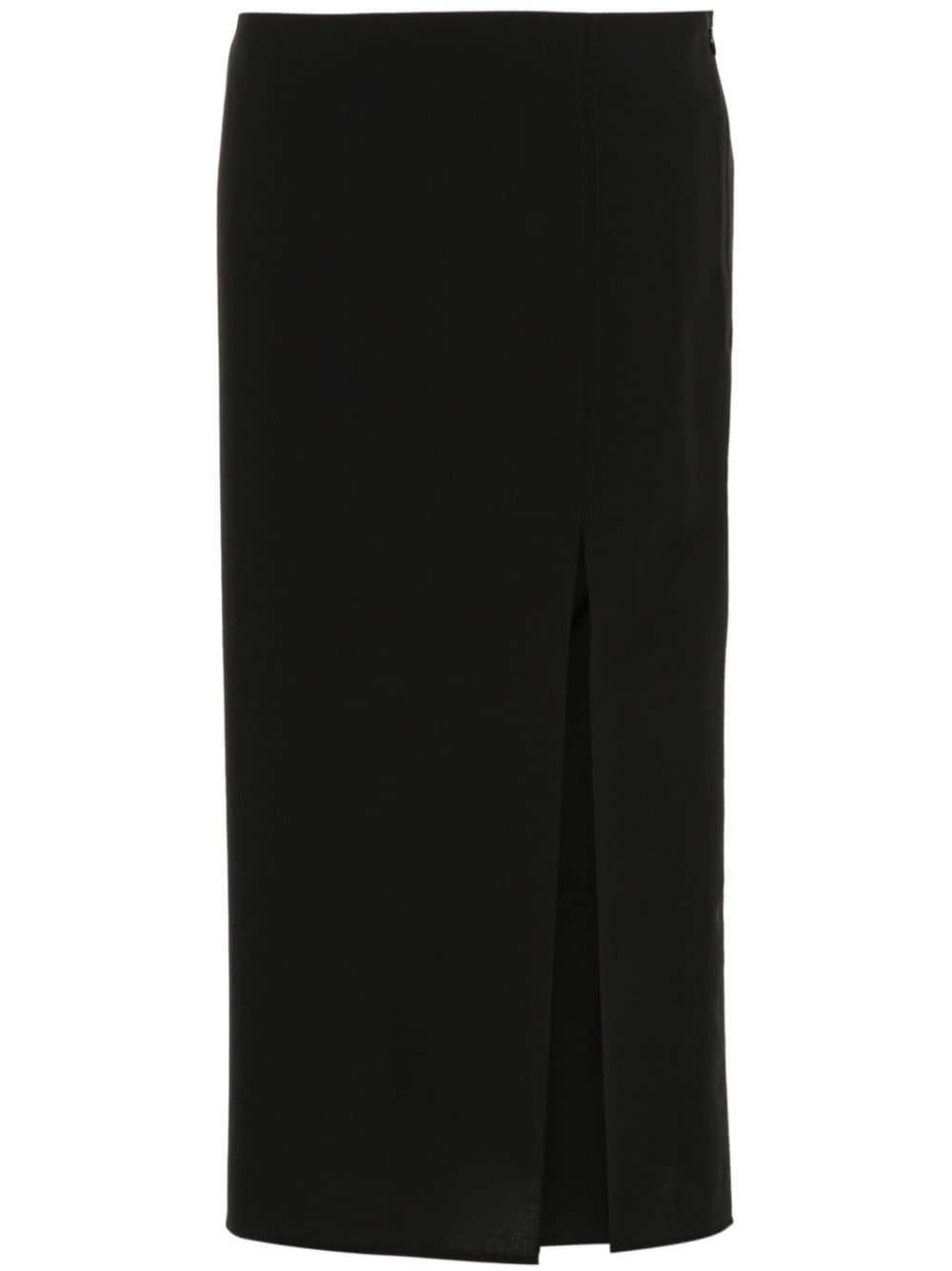 Gauchère Side-slit Wool Skirt In Schwarz