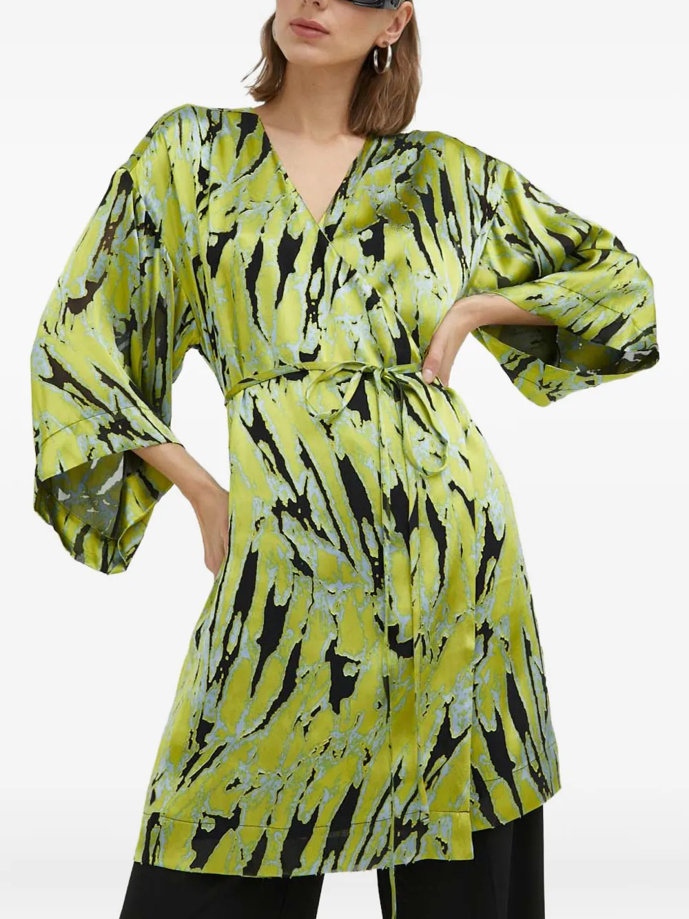 Gestuz tie-waist printed dress | Green | Image 1
