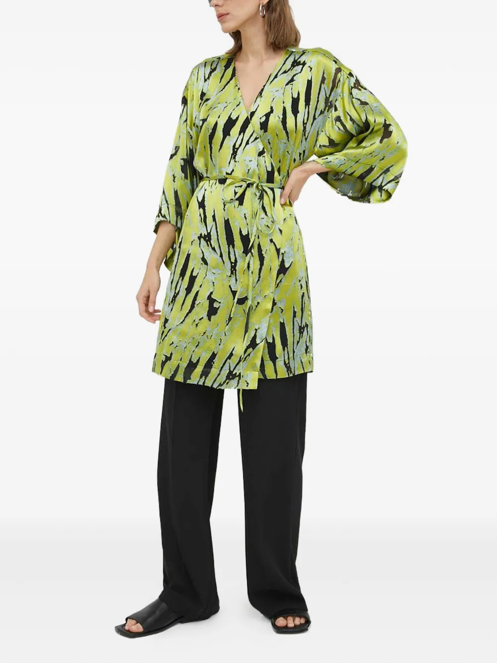 Gestuz tie-waist printed dress - Groen