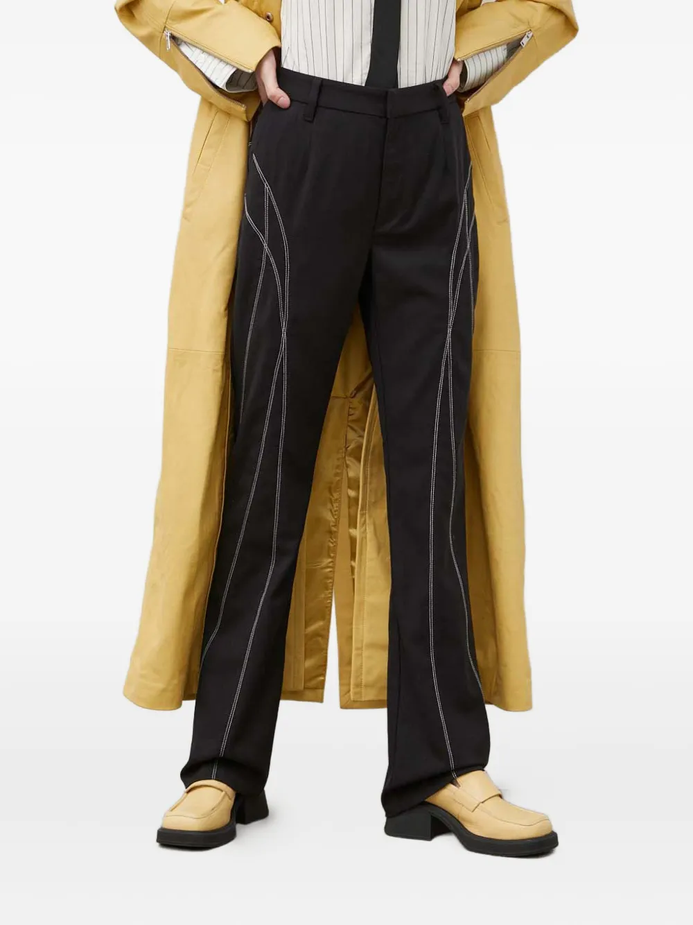 Gestuz contrast stitching trousers | Black | Image 1