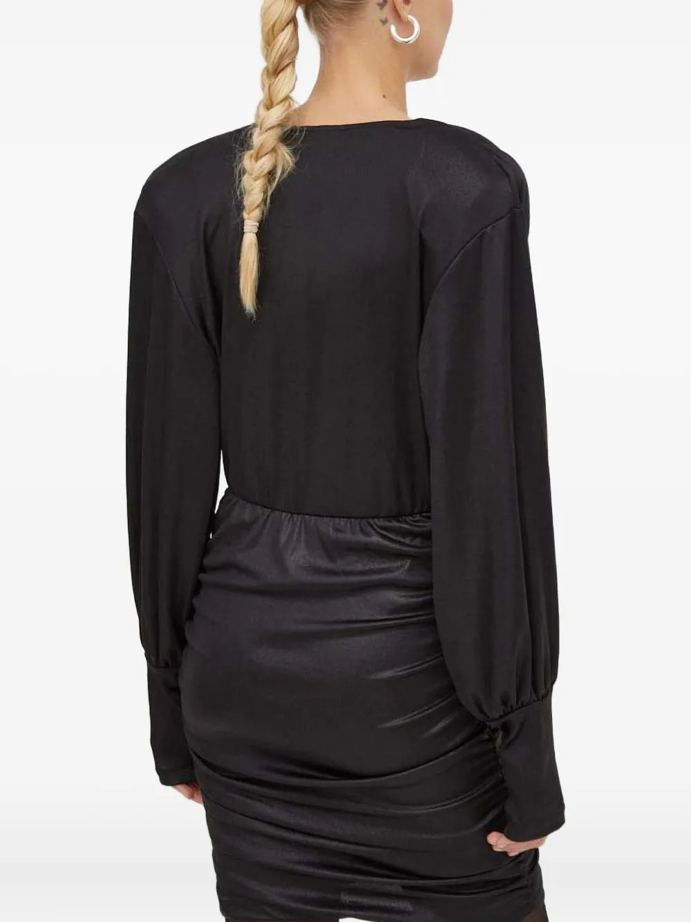 Gestuz Gesmockte jurk met col Zwart