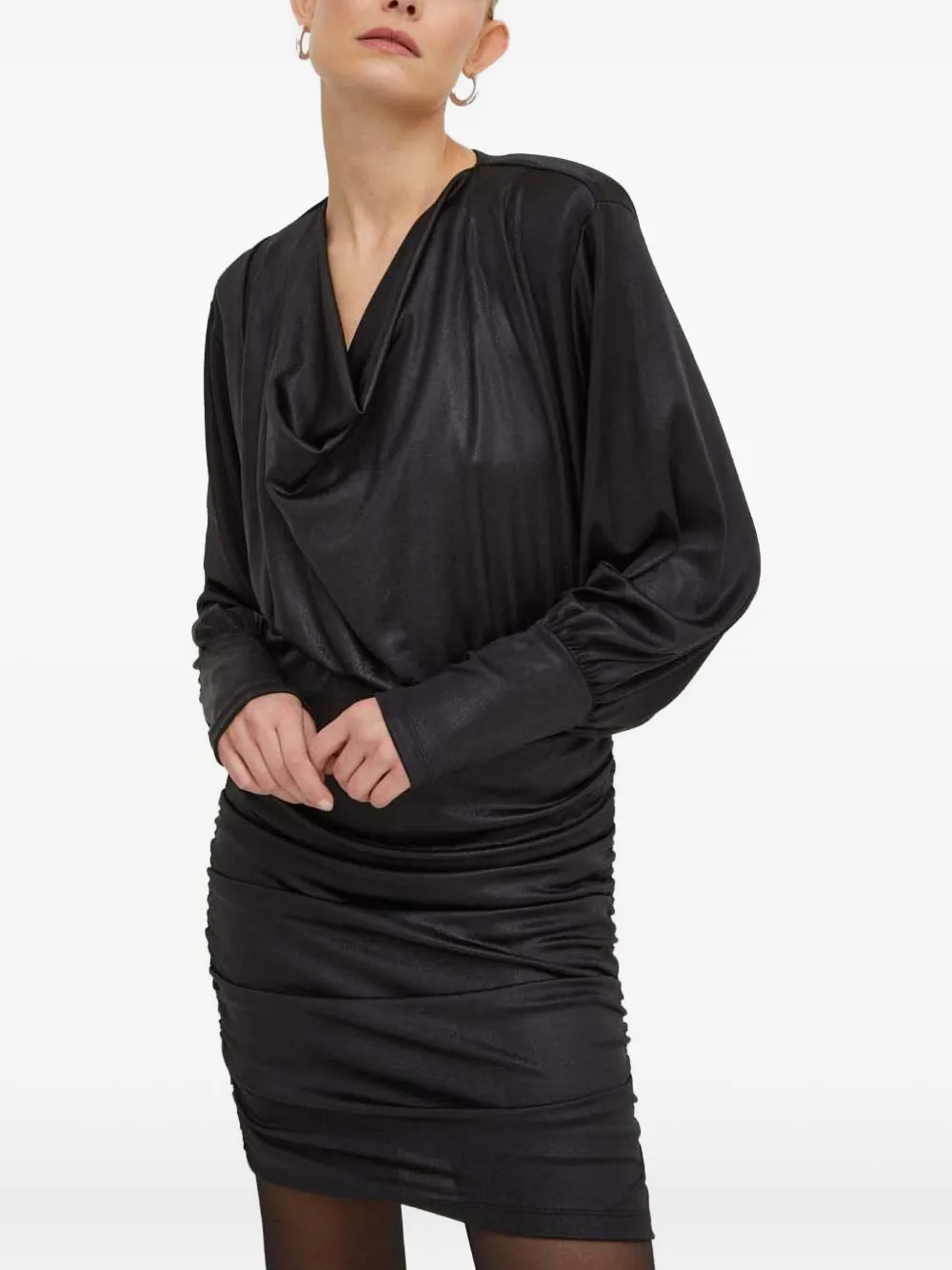 Gestuz Gesmockte jurk met col Zwart