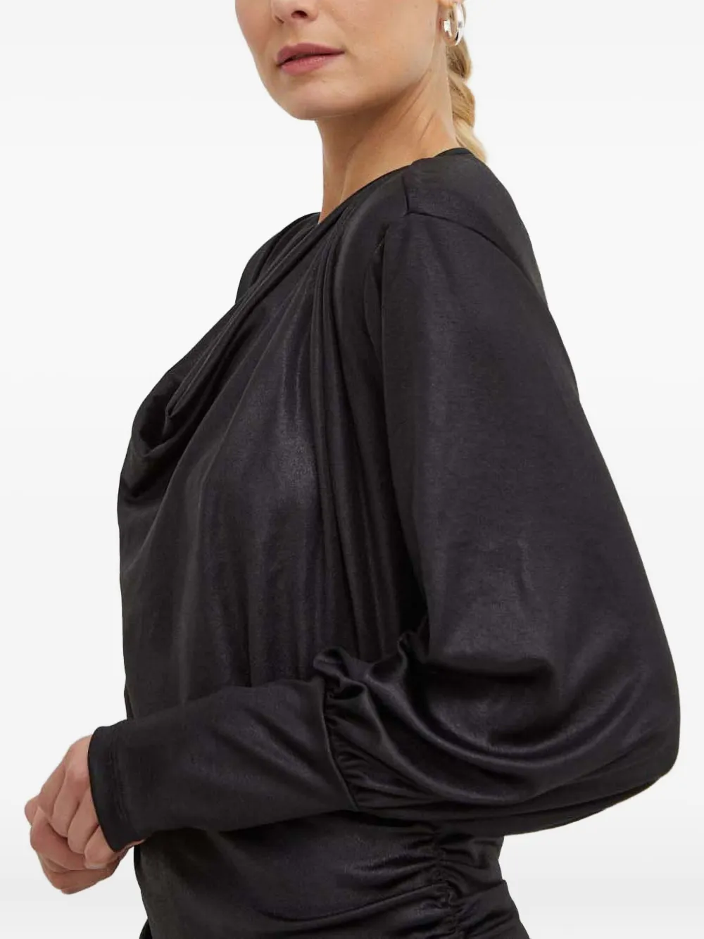 Gestuz Gesmockte jurk met col Zwart