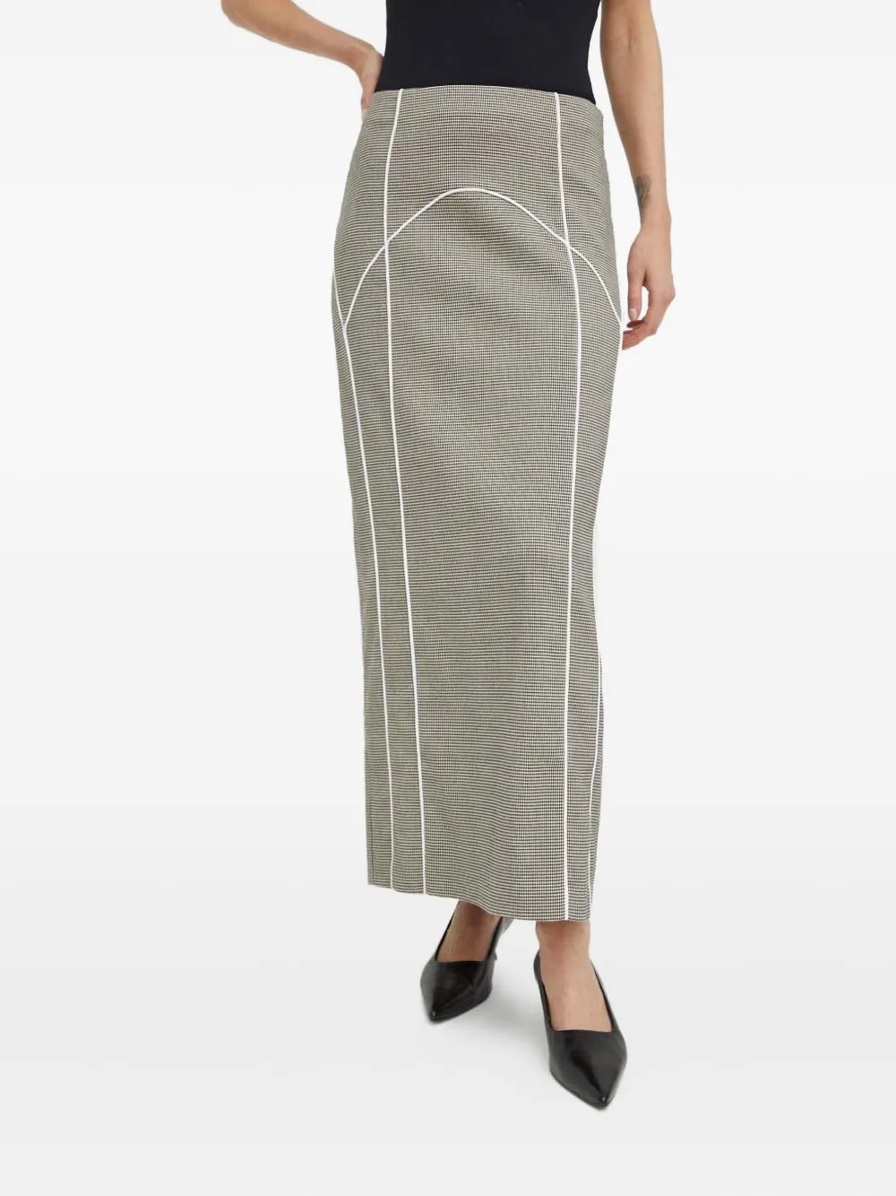 Gestuz houndstooth panelled skirt | Grey | Image 1