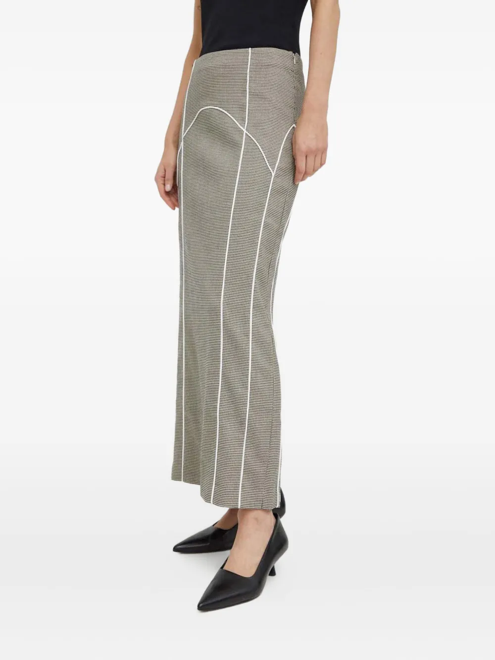 Gestuz Houndstooth Panelled Skirt In Gray
