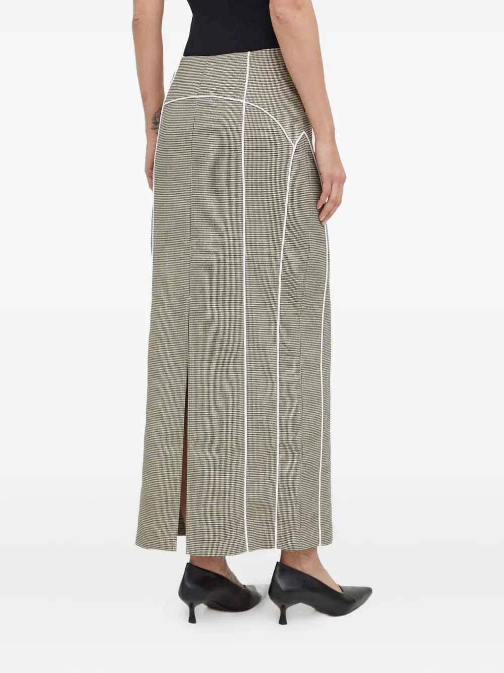 Gestuz Houndstooth Panelled Skirt In Gray