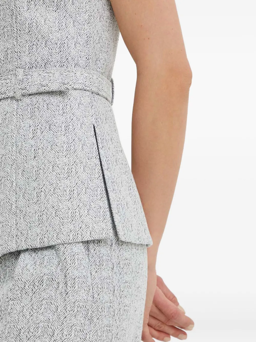 Gestuz Belted Strapless Top In Gray