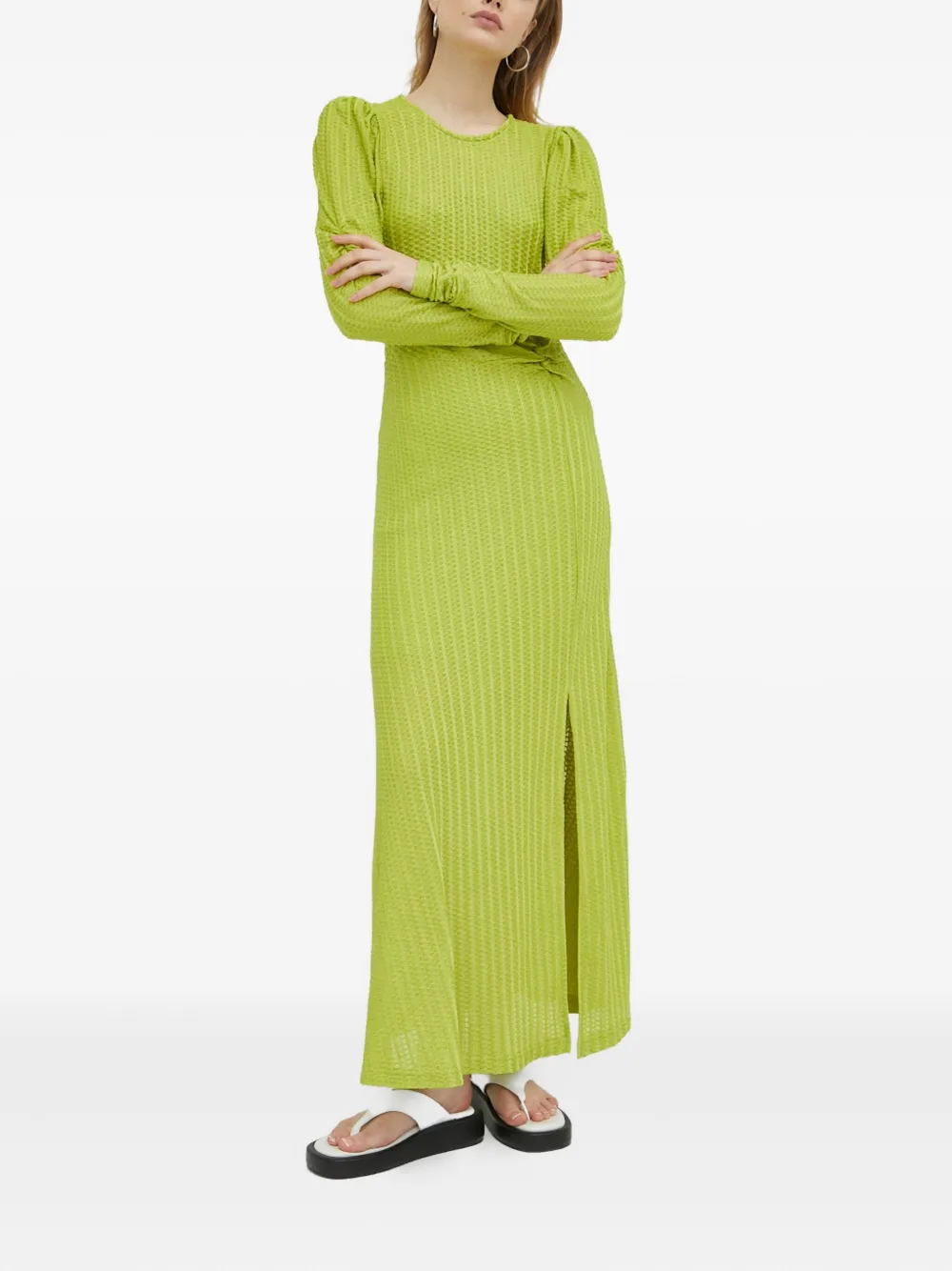Gestuz Ruched long-sleeve dress | Green | Image 1