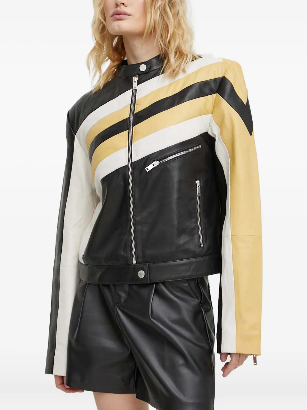 Gestuz striped zip jacket | Black | Image 1