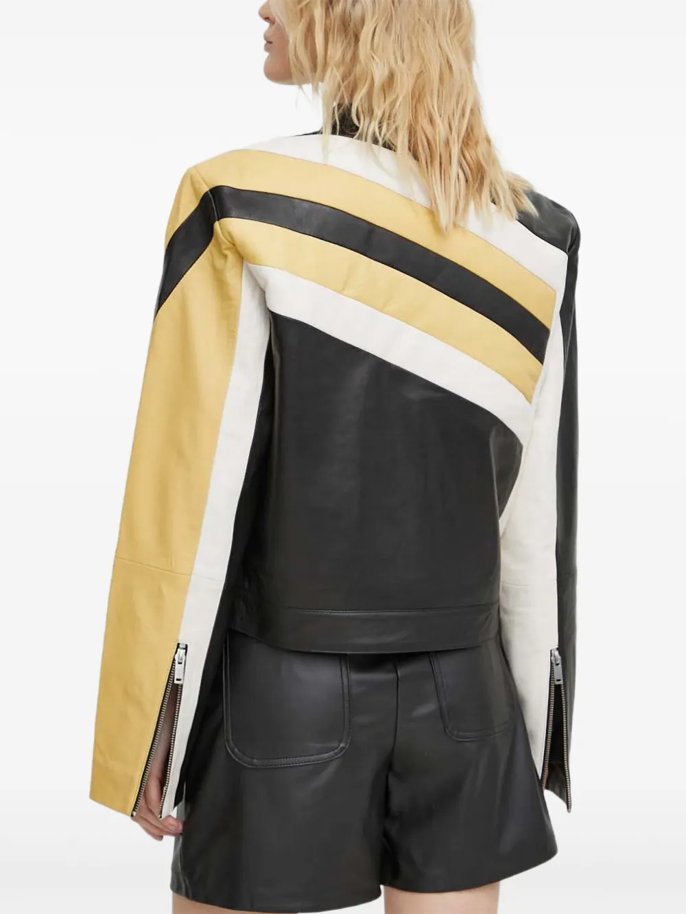 Gestuz Gestreept jack met rits Zwart